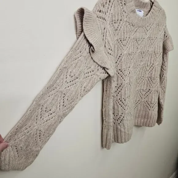 Feminine Pink Sweater with Ruffle Size S | Old Navy - Picture 3 of 9